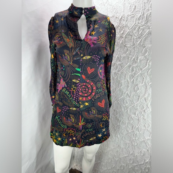 FARM Rio Amazonia Mini Dress, Size Medium, Novelty Print, Puff Sleeves - Picture 5 of 16